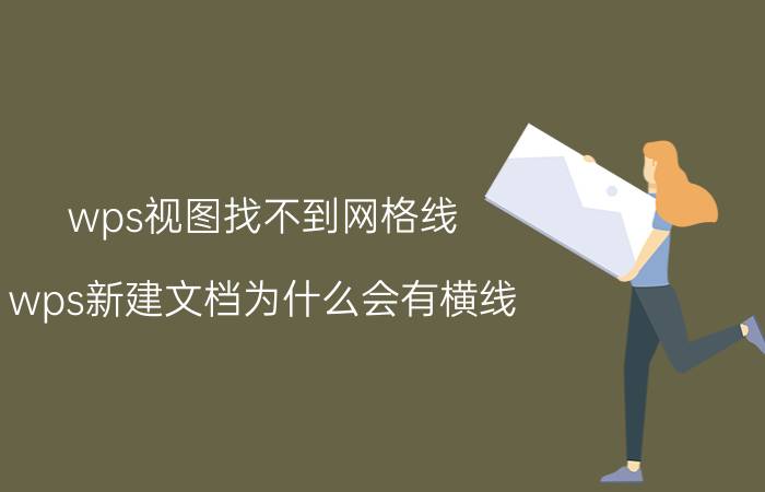 wps视图找不到网格线 wps新建文档为什么会有横线？